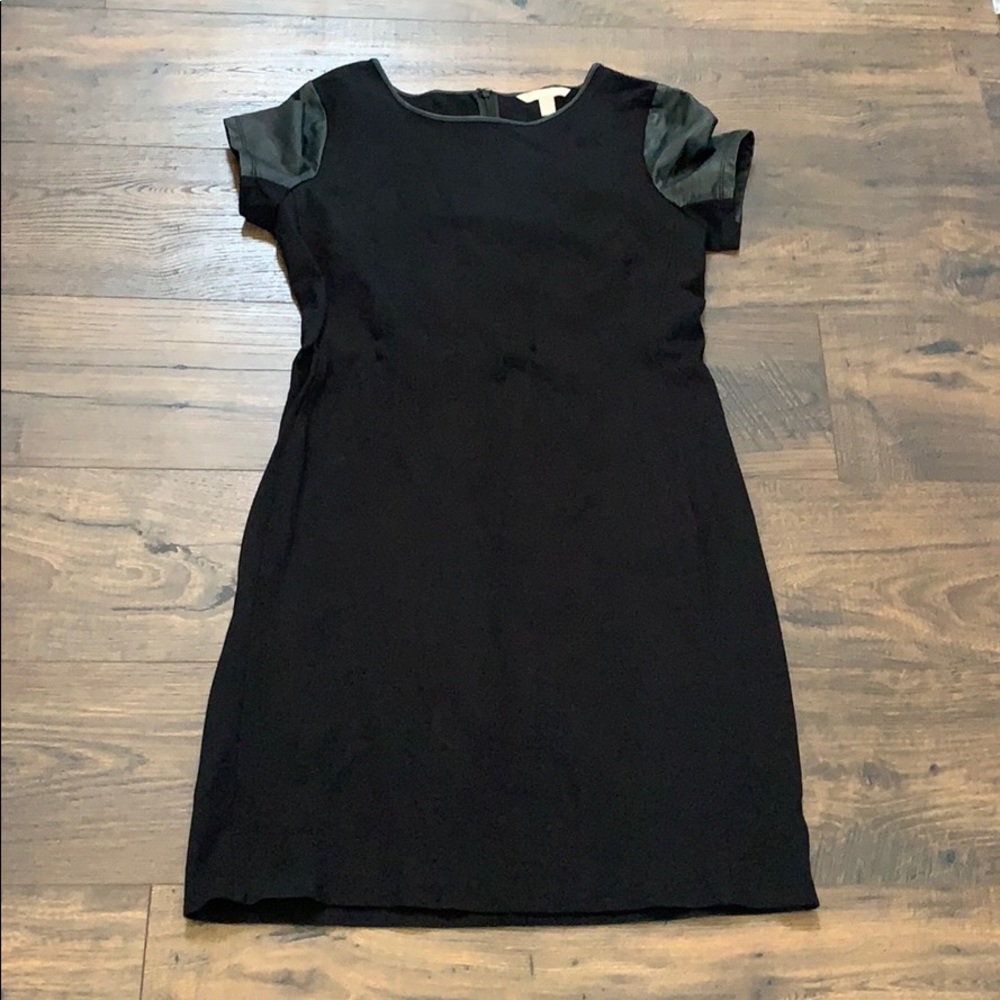 Banana Republic black shift dress w/ faux leather
